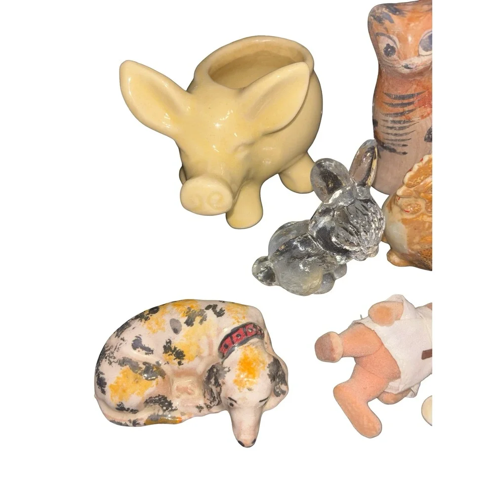 Vintage Modern Trinket Lot Ceramic Animals Glass Figurines Souvenir Cards 25pc - Picture 2 of 7
